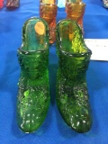 L. E. Smith Glass Shoes - green