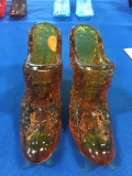 L. E. Smith Glass Shoes - amber