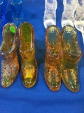 L. E. Smith Glass Shoes - amber