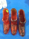 L. E. Smith Glass Shoes - ruby