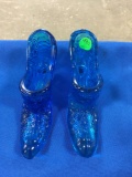 L. E. Smith Glass Shoes - blue