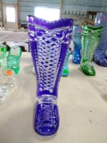 Large Glass Boot - blue and clear