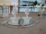 Glass Mirrored Tray with 2 Decanters