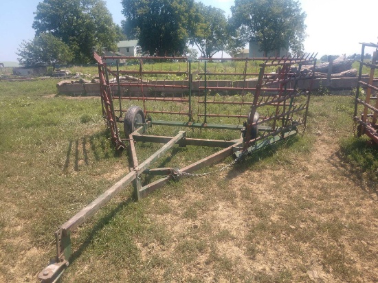 Portable 24ft manual folding tooth harrow