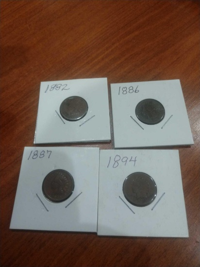 1882,1886,1887,1894 Indian Head Penny