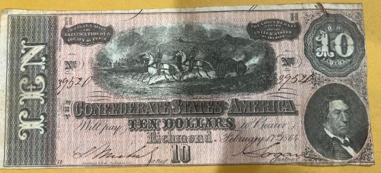 Confederate states of America $10 Feb 1864