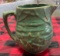 5 inch green primitive stoneware