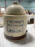 RED WING POULTRY DRINKING FOUNT & BUTTERMILK FEEDER STONEWARE