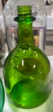 hand blown green bottle