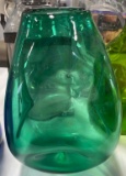 hand blown green glass