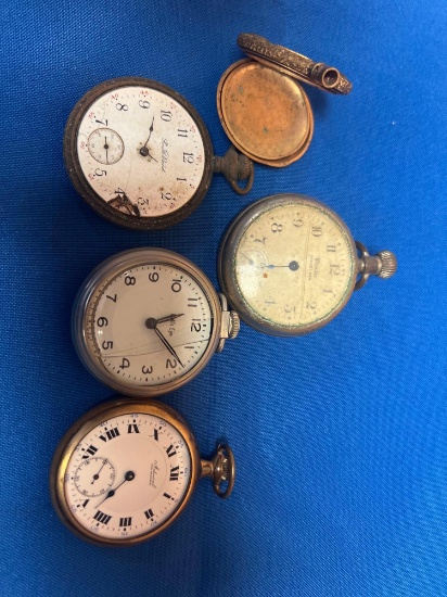 lot of pocket watches missing fronts or cracked front