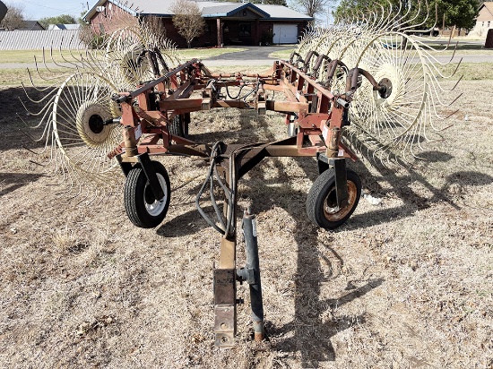 H&S Bi Fold 12 Wheel Rake Near New Wheels-Local