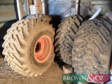 4 No. Good Year Terra tyres. 48 x 2500 - 20 NHS on 6 stud rims to fit Sands sprayer Hubs. Location:
