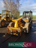 1995 JCB Loadall 526 Turbo 4wd materials handler with rear hitch and pallet tines. Registration No: