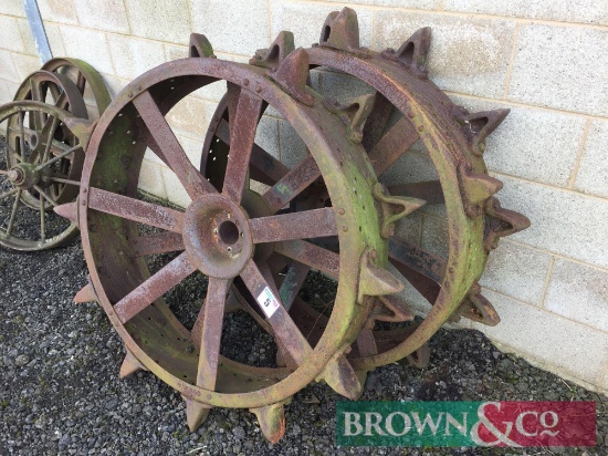 Pair vintage metal wheels