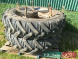 Pair 13.6R38 5 star dual wheels and tyres