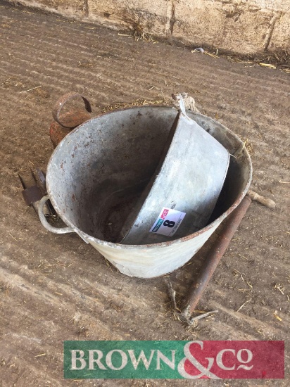 Quantity antique scoops and buckets