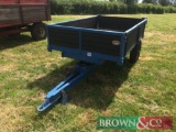 Markham Tractor Ltd 2t hydraulic tipping trailer with wooden sides and floor. Serial No: FJ503