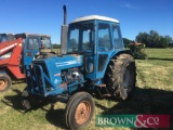 1980 Ford 7600 Dual Power 2wd tractor with Q cab on 7.5-18 front and 16.9R34 rear wheels and tyres.