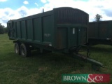 2001 Bailey 14t monocoque grain trailer with spring drawbar and hydraulic tailgate. Serial No 4427