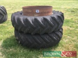 Pair Opico 18.4R38 dual wheels and tyres. No clamps