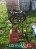 Oxy-acetylene torch, pipes and bottle trolley