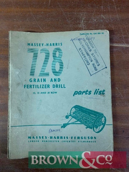 Massey-Harris 728 Grain & Fertiliser Drill Parts List