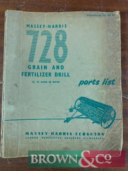 Massey-Harris 728 Grain & Fertiliser Drill Parts List