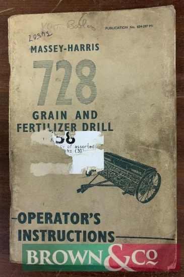 Massey-Harris 728 Grain & Fertiliser Drill Operator's Instructions
