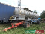 14,000L Stainless Steel Tanker on air suspension & air brakes. c/w bogie.