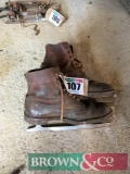 Pair of vintage ice skating boots