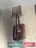 Wooden shovel and fork