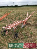 Two furrow wooden frame horse drawn plough