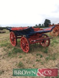 Horse drawn boat wagon with low sides, shafts and raves