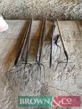 Quantity of various hay forks