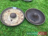 2No. Old round cast iron pig troughs