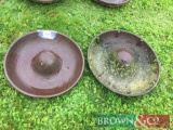 2No. Old round cast iron pig troughs