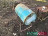 45 Gallon oil drum with metal stand