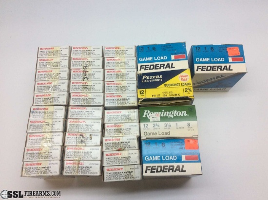 Box lot of approx (275) assorted 12 Ga shotgun shells including: approx (15