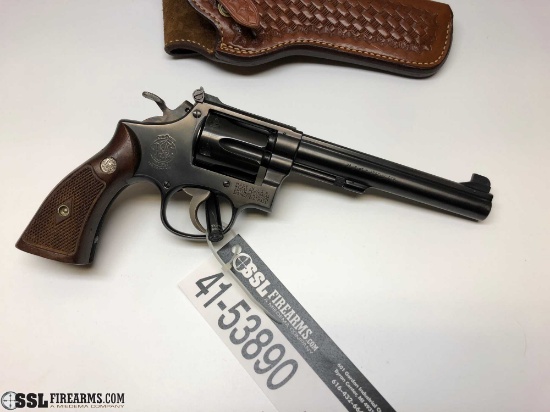 "Smith &amp; Wesson double/single action .38 S&amp;W SPL revolver. Features