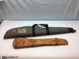 Lo of (1) leather rifle scabbard, made in Mexico. & (1) Gray 