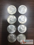 8- 1964 D Ike Silver Half Dollars