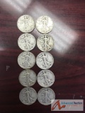 10- 1933 S Walking Liberty Silver Half Dollars