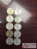 10-199 S Walking Liberty Silver Half Dollars