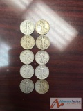 10- 1933 S Walking Liberty Silver Half Dollars