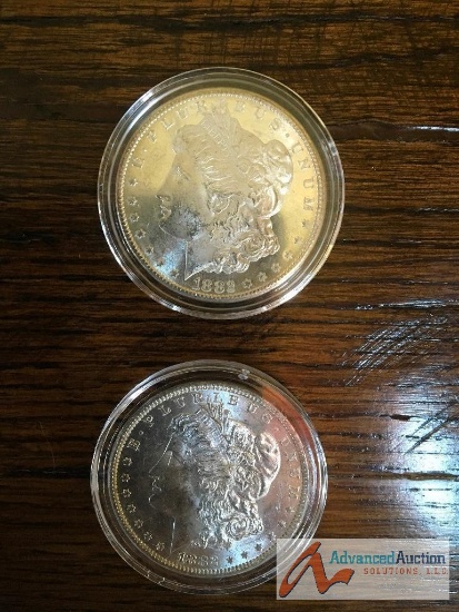 2 1882 Morgan Silver Dollars