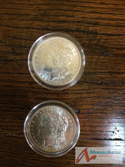 2 1884 Morgan Silver Dollars