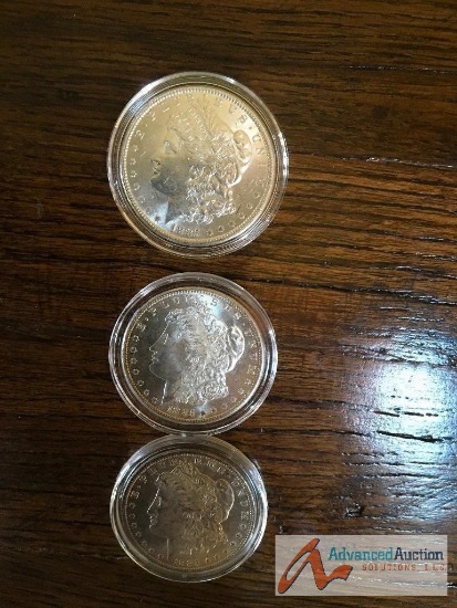 3 1885 Morgan Silver Dollars