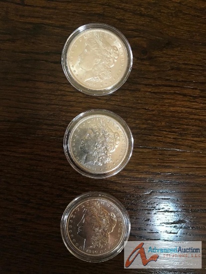 3 1890 Morgan Silver Dollars