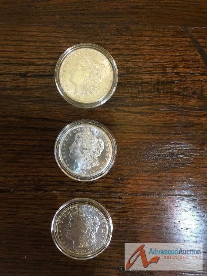 3 1879 Morgan Silver Dollars